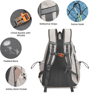 G4Free Tennis Bag Backpack - Large Capacity Sports Bag with Shoe Compartment for Men & Women (Ivory)