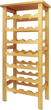 Dripex Wine Rack Bamboo Wine Bottle Rack 7 Tier Bottle Rack for Cellar Kitchen 27 Bottles 0.75 and 1 Liter 47 x 29 x 102CM