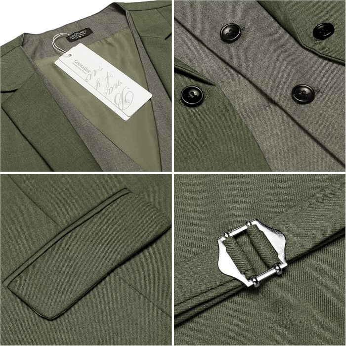 Жилет чоловічий COOFANDY, стильний, під костюм, для весілля, оливковий (Army Green), розмір XS