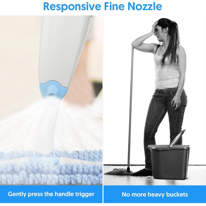 Швабра з розпилювачем, швабра для підлоги з розпилювачем, набір швабр з 3 змінними мікрофібрами, біла швабра з баком для води (435мл)