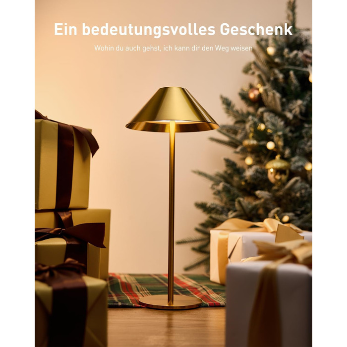 BOJIM 2 шт. LED настільна лампа на акумуляторі, золота, USB, сенсорне регулювання, IP54, водонепроникна, для балкона, поворотний наголовник