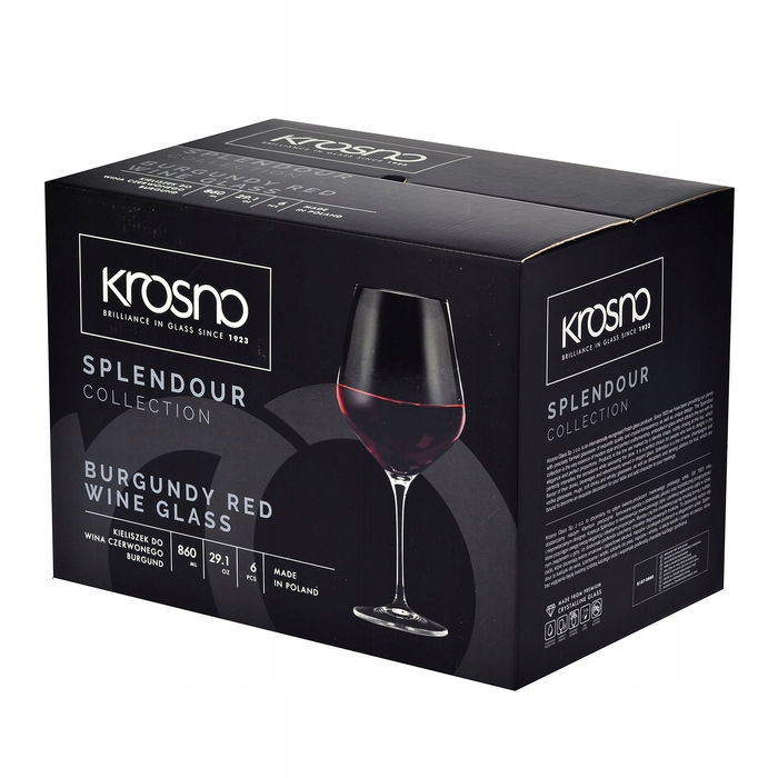 Келихи для червоного вина Krosno Splendour, прозорі, 860 мл, 6 шт.