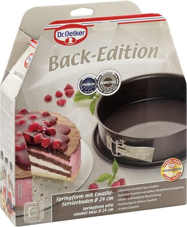 Dr. Oetker Springform Ø 24 cm, cake pan from the Back-Edition series with enamel serving base, round steel cake pan with non-stick coating (color: brown), quantity: 1 piece