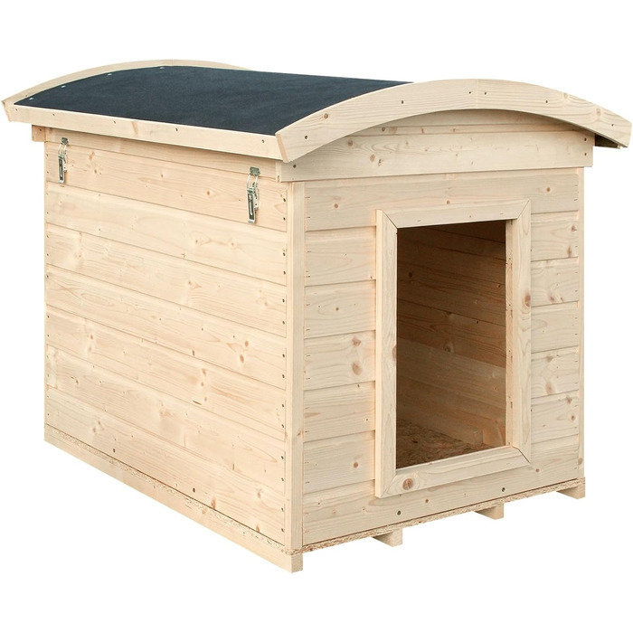 Будка для собак Outdoor маленьких порід – дерев'яна будка для собак, водостійкий дах 76 x 99 x H80 см, розмір S, Timbela M401-1 розмір M, 76x99xH80cm, натуральне дерево