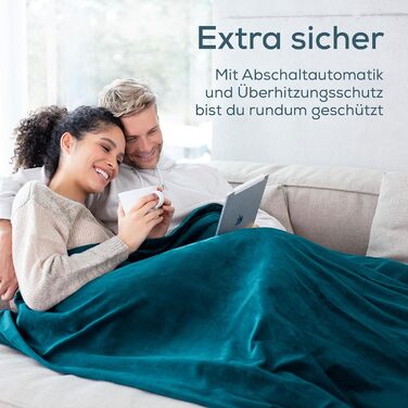 Електрична ковдра Beurer HD 75 з 6 режимами нагріву, системою безпеки та автовимкненням, 180x130 см (Petrol)