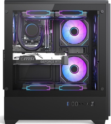Великий комп'ютерний корпус ATX з USB 3.0, загартованим склом, сіткою (Mesh) та 3-ма RGB-вентиляторами