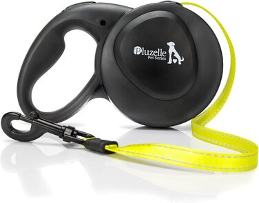 Рулетка для собак Bluzelle 8м, до 50кг, Neon-Yellow, з металевим карабіном 360°, зручний ручний гальма, чорний гумовий ручка