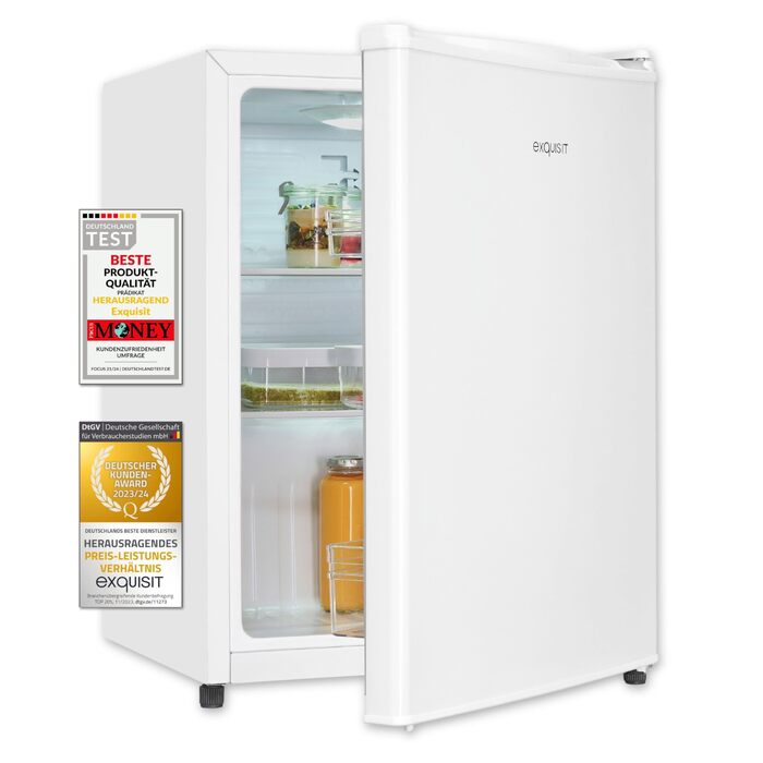 Exquisit KB505-V-040E: Міні-холодильник 40л, білий, ширина 45см, висота 51см, двері відкриваються зліва/справа