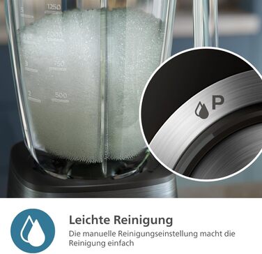 Philips 5000 Series Blender with Blend-and-go Containers - 1200 W. 2L maximum capacity. ProBlend Plus technology. Dishwasher-safe parts. Black (HR3031/00) 1200 Watts