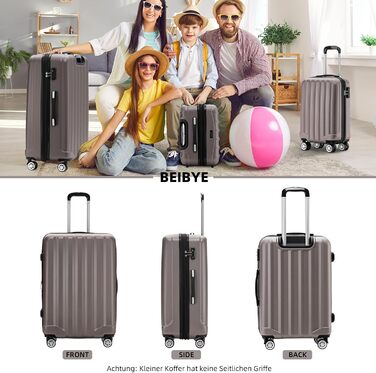 Набір валіз Beibye TSA 2080 з подвійними колесами (3 шт.) – колір Coffee