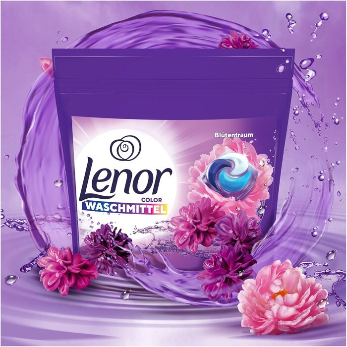 Капсули для прання Lenor Blütentraum для кольорових речей, 76 шт, тривала свіжість та видалення запахів при холодному пранні