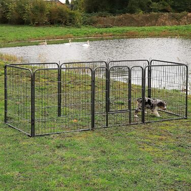 Lionto Вольєр для цуценят та дрібних тварин, 80x80 см, розширюваний вольєр для собак, вольєр для собак у квартиру/сад, з дверцятами та замком, стійкий до погодних умов, 8 елементів