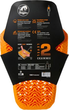 Мотозахист спини Furygan D3O EVO Level 2, сертифікований, гнучкий, легкий, помаранчевий, 2024