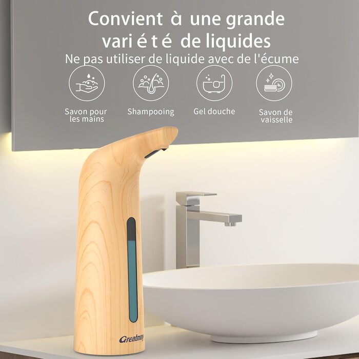 Greatmay Automatic Soap Dispenser - Touchless, Battery-Powered, 300ml/400ml Capacity, Adjustable Settings, IPX6 Waterproof for Bathroom & Kitchen