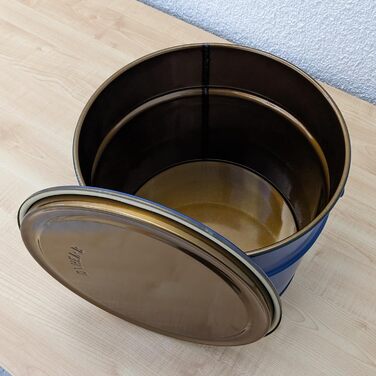 Steel bucket with lid, metal container, sheet metal bucket | 2 side handles | Suitable for cyclone dust extraction | Stable when filled, stackable (20 liters)
