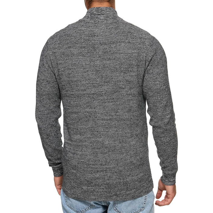 Чоловічий кардиган Indicode INWestmoon з коміром-стійкою | В'язаний кардиган з бавовняної суміші (L, Charcoal Mix)