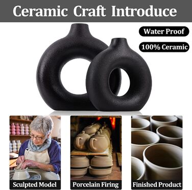 Набір ваз для квітів з кераміки (2 шт.) - білі, для сухоцвітів та декор інтер'єру