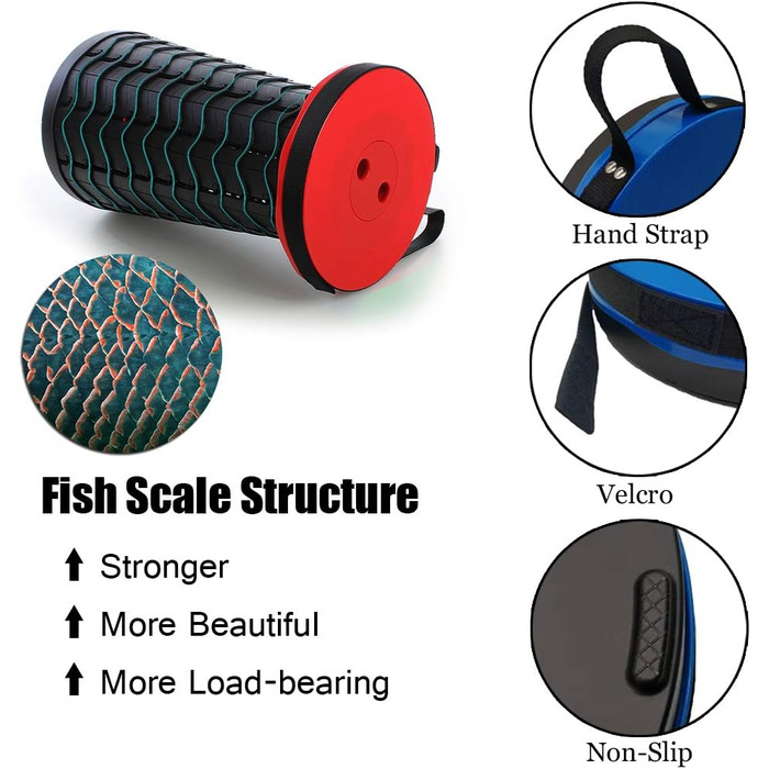FIEMACH Portable Folding Stool, Second Generation Mini Telescopic Stool Lightweight Camping Stool for Outdoor Camping Fishing BBQ Indoors Kitchen, Load Capacity 397 lb (Red)