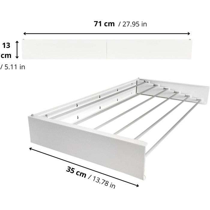 Сушарка для білизни FoxyDry HIDE настінна, розкладна, 71x35x13 см, білий (Limited Edition)