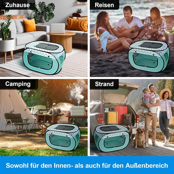 Вольвайз Вольпенлауфсталль: Переносний вольєр для цуценят 90x60x60 см, для собак, котів, цуценят, для дому та вулиці, зелений