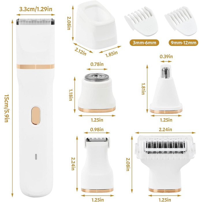 Електричний жіночий триммер 5-в-1 для тіла та обличчя, водонепроникний, USB-зарядка