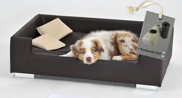 Софа для собак Candy | Лягу для собак, диван для максимального комфорту | М'яка подушка для собак з бортиком, ідеальна як переноска для собак | Корзина та ліжко для собак маленьких порід (Коричневий)
