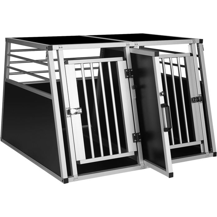Транспортна переноска для собак та котів EUGAD, алюмінієва, 65x85x71 см, з безпечним замком, чорна