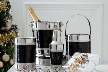 Охолоджувач для шампанського Premier Housewares 0507784 з гофрованим чорним обідком, нержавіюча сталь