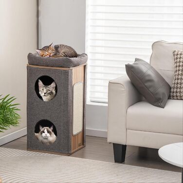 Котячий будиночок SOARS з когтеточкою, 3 яруси, 2 будиночки та ліжко, когтеточний комплекс для котів