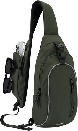 Чоловіча/Жіноча сумка через плече Waterfly: Messenger Bag, Sling Bag, Crossbody Bag для спорту, подорожей, велоїзди та піших прогулянок (Хакі)