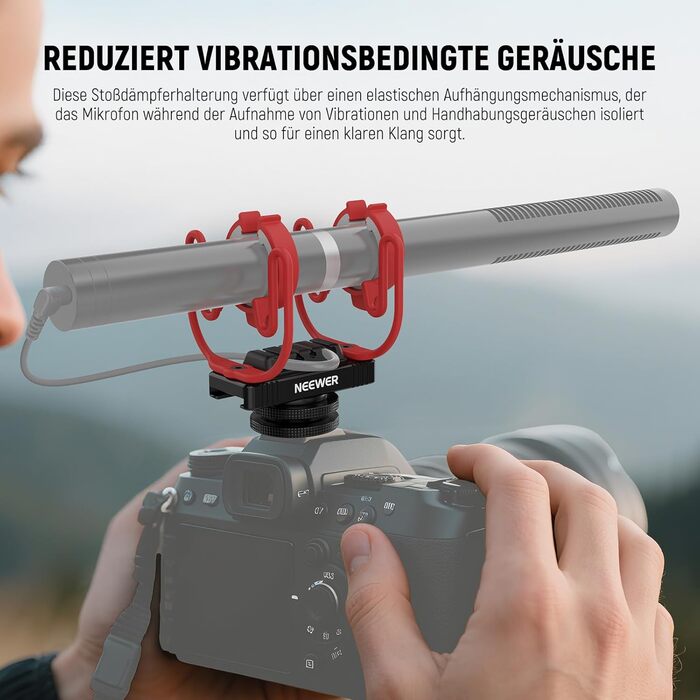Кріплення мікрофону NEEWER Shock Mount з холодним башмаком та 1/4” різьбою, сумісний з Rode NTG, Sennheiser MKE600, Audio Technica AT875R, MH1