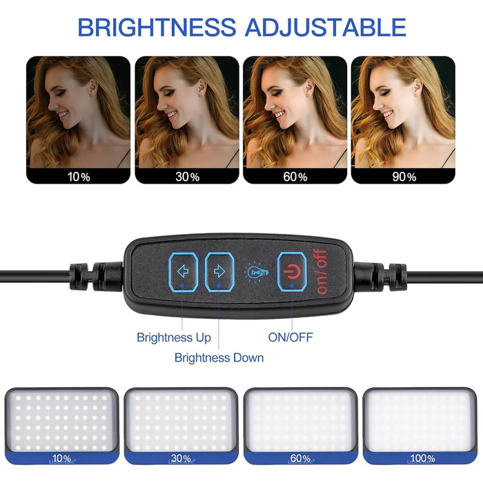 LED відеосвітло UBeesize 2 шт. з регульованим штативом та фільтрами для відеоконференцій, стрімінгу та YouTube