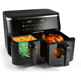 Фритюрниця готує без олії GOURMETmaxx 9л (2x4,5л) з цифровим дисплеєм, таймером та захистом від перегріву, чорна