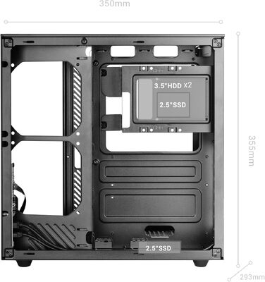 Ігровий корпус Mars Gaming MC-3TCORE MC-INFINIO LITE ATX, панорамне скло, підтримка рідкого охолодження, чорний