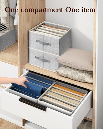 4 Piece Drawer Organizer, Jeans Closet Organizer, Foldable Storage Box with Compartments for Storing Clothes, Jeans, Shirts, Blankets, Underwear (12in. 4 Pack, Assorted)