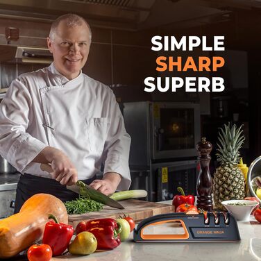 Точилка для ножів Sharp Pebble Orange Ninja, 5 кутів заточування, преміум-якість, для кухонних та кишенькових ножів