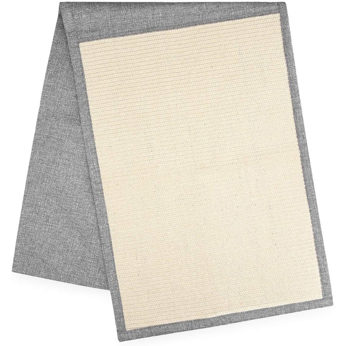 Navaris Cat Scratch Mat Scratch Protection Sofa - Sisal Scratch Rug 130 x 45 cm for Cat - Couch Cat Scratch Mat - also suitable for dogs - (Light Grey - white)