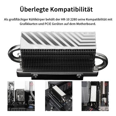 Охолоджувач SSD Thermalright HR10 2280: Радіатор з 2 мідними тепловими трубами, з термопадом, для високої продуктивності