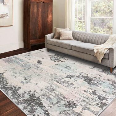 Килимок з коротким ворсом для вітальні: абстрактний дизайн, великий, м'який, неслизький, сірий, декор для вітальні, спальні, їдальні (120x160 см, 200x300 см, прямокутний, бежевий/багатобарвний)