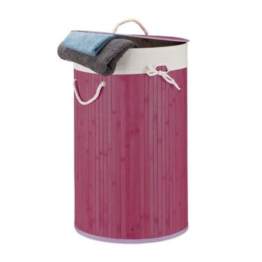 Relaxdays Bamboo Laundry Basket Round