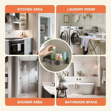 Поличка для душу Lekesky без свердління, кутова, з міцними присосками, алюміній, нержавіюча сталь, знімна, 2 шт., Gunmetal Grey