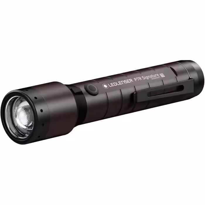 Ledlenser P7R Signature Flashlight LED, with red light, rechargeable Lithium 21700 battery, waterproof IP68, 2000 lumens, focusable, Constant Light, beam distance 330m, belt pouch & charging station P7R Signature Single