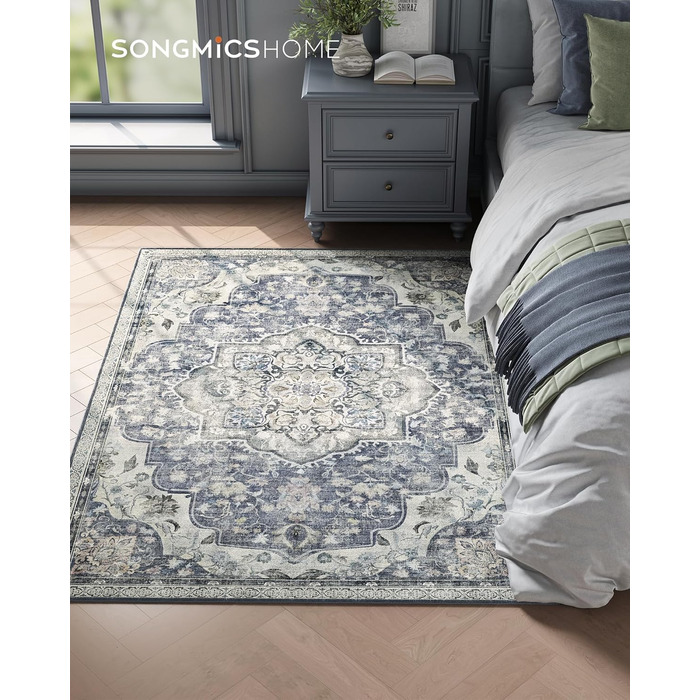 Килим SONGMICS HOME Vintage, 120x170 см, для вітальні, спальні, кухні, коридору, їдальні, сірий (TAR032G01)