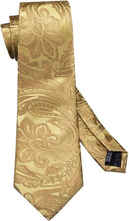 Набір краваток Barry.Wang: шовкові краватки з квітковим візерунком Paisley, нагрудна хустинка, запонки та затискач для краватки. Ідеально для урочистих подій, весілля та свят. Золотий колір.