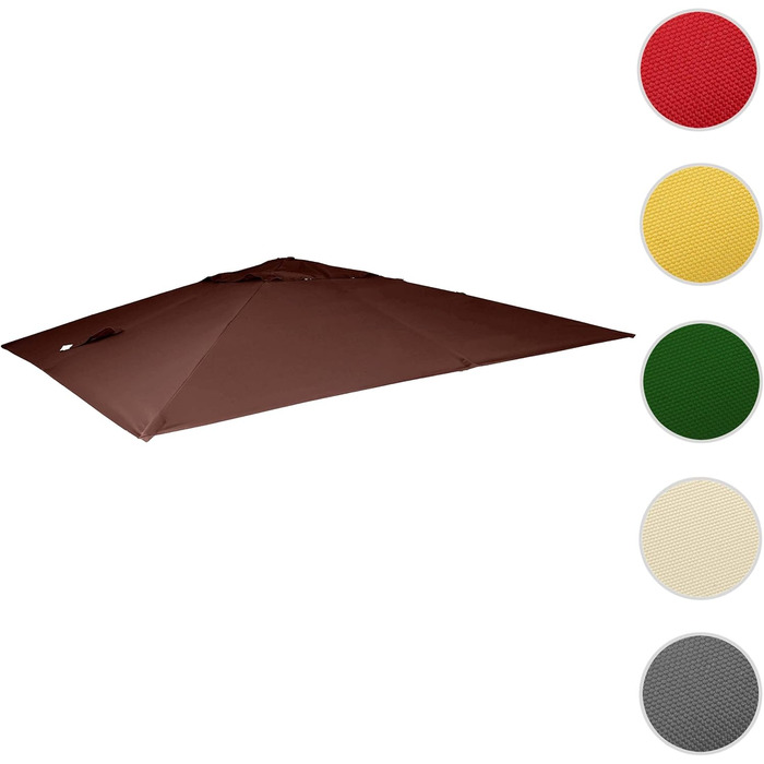 Mendler Replacement Canopy for Luxury Gazebo Awning HWC-A96, Parasol Cover Replacement Cover, 3x3m (Ø4.24m) Polyester 2.7kg - brown