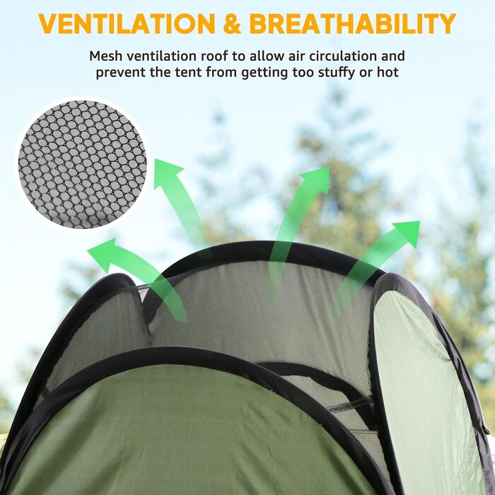 Chihee Pop-Up Privacy Tent - Portable Camping Bathroom Tent with Floor - Green