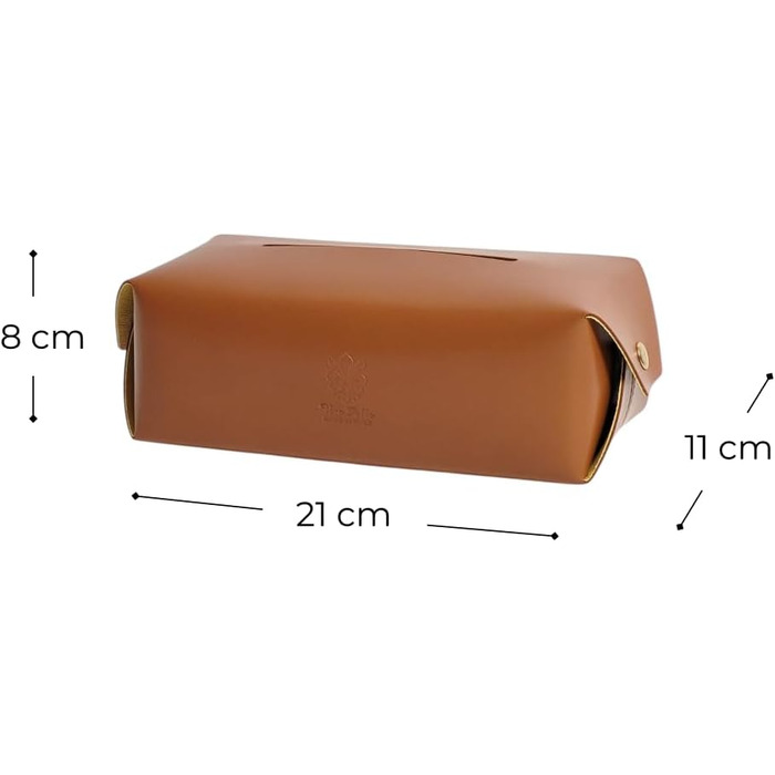 Genuine Leather Cosmetic Tissue Box, Handcrafted, Made in Italy, perfect for living rooms, bathrooms, kitchens, and office/practice (Cognac)