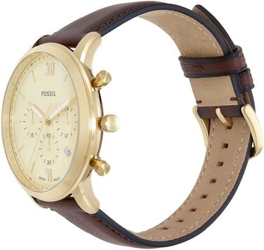 Годинник чоловічий Fossil Neutra Chronograph, шкіряний ремінець (коричневий/золотий), кварцовий механізм