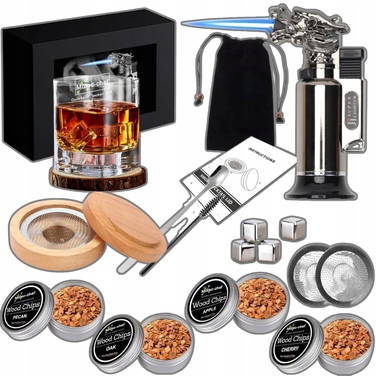 Набір для копчення віскі Whisky Smoker — деревна стружка, ідеальний подарунок для чоловіка або хлопця, 16 предметів