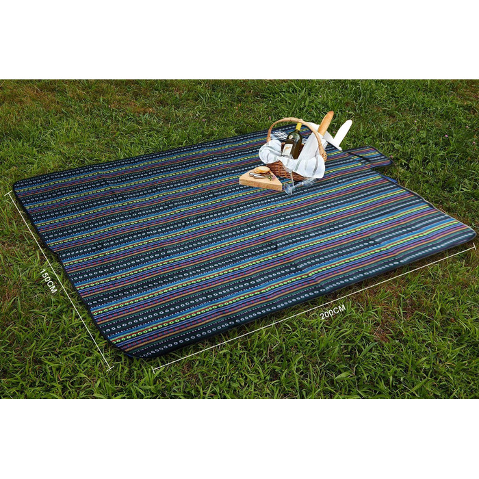 Плед для пікніка Extsud, 200x200 см, вологостійкий, з ручкою для перенесення, плед для кемпінгу та пляжу